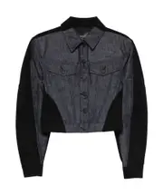 colour-block denim jacket 36,38,40 prussian blue