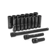 Gearwrench 89096 18 Piece 1/2 Inch Drive Deep Metric Impact Socket Set
