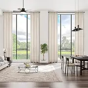 MASWOND Extra Long Linen Sheer Curtains with Rod Pocket, High Ceiling Window Curtain Panels, 132 Inch, 2 Story Curtains for Privacy and Light Filtering (Natural, 11 Foot, 1 Panel)
