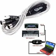 USB in-Out MIDI Interface Cable Converter PC to Music Keyboard Adapter Cord