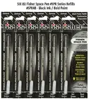 Six Fisher Space Pen #SPR4B Black Ink / Bold Point Refills / Also Fits Parker
