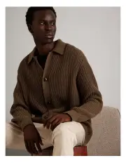 [Blaq] Elliot Button Through Cardigan Knit in Chocolate