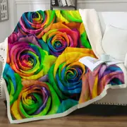 Rainbow Roses Throw Blanket