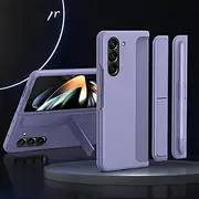with Stylus Touch Pen Cover for Samsung Galaxy Z Fold 6 5 4 3 Case Pen Slot Invisible Stand for Galaxy Z Fold 3 4 5 6 Case,Light Purple,for Samsung Z Fold 5
