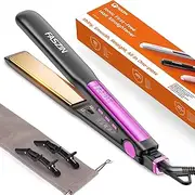 Faszin Hair Straightener, Fast Heating Titanium Flat Iron with Negative Ion for Smooth Hair, 2-In-1 3D Floating Wide Plate Hair Iron for All Hair Types, Dual Voltage & 11 Levels Adjustable Temp(Grey)