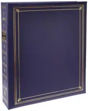APS-247/BB 3-Ring Bound Bay Blue Leatherette Cover with Gold Accents Photo Al...