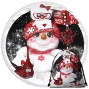 Cute Christmas Santa Letter Delivery Snowman Round Beach Towel