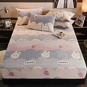 Thickened Flannel Fitted Sheet Winter Warm Bed Cover Cover Non-Slip King Queen Mattress Protective Cover-Q_200*220cm+28cm(3pcs)