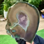 1.13LB Natural amethyst agate crystal slice healing large specimen