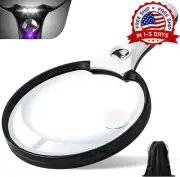 Lupa De Mano Con Aumento 10X 20X 45X Con Luz 3 LED Para Leer Joyas, Negro NUEVO.