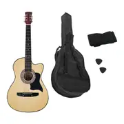 38in Cutaway Acoustic Guitar with Guitar Bag Natural 96.52x11cm