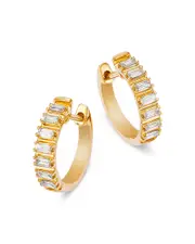 Bloomingdale's Fine Collection Diamond Baguette Huggie Hoop Earrings in 14K Yellow Gold, 0.25 tcw