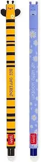 LEGAMI - Set of 2 Erasable Gel Pens with Thermosensitive Erase Ink, Range of ink colours & barrel designs, 0.7mm Tip, Bee & Hippo