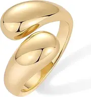 [PAVOI] 14K Gold Plated Chunky Open Twist Stackable Rings for Women | Bold Crossover Statement Ring Band