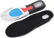 [Generic] Premium Comfort Sports Inserts Insoles for Men & Women Orthotic Cushion Arch Support Shoe Insert Plantar Fasciitis & Sore Feet Relief (Black, L)
