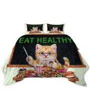 Funny Cute Cats Fast Food Teacher Kitten Coverlet