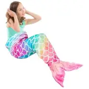Mermaid Tail Blanket - Plush Mermaid Wearable Blanket for 55" x 24" Rainbow