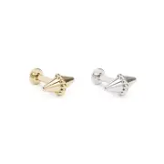 14K REAL Solid Gold Beaded Spike Stud Helix Tragus Cartilage Piercing 16G