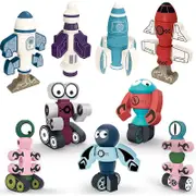 Catzon Kids Magnetic Blocks Rocket and Robots Set with Storage Box Stacking Robots Toy-Guardians of the Galaxy