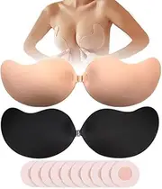 [Lianxiaw] Sticky Bra Backless Strapless Sticky Bras for Women Invisible Adhesive Bra Push Up 2 PCS Lift Slicone Bra