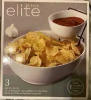 Gibson Home Ceramic Gracious 2-Tier Chip and Dip Server Set