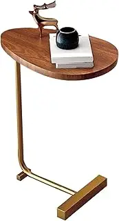 C Shaped Side Table, Small Side Tray Metal Frame for Couch Sofa, C Shaped End Table Space Saving for Living Room Bedroom Bathroom (Flat Design and Gold Frame)