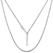 10k White Gold Adjustable Sparkle Link Chain Necklace, 1.5mm, 22"