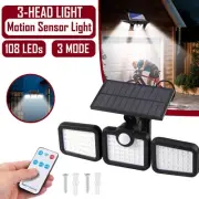 108 LEDs Solar Motion Sensor Light Outdoor Garden Yard Wall Security Flood Lamp