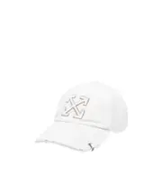distressed denim baseball cap One size White