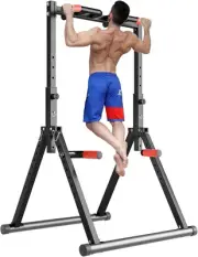 DOBESTS Foldable Power Tower Pull Up Bar Dip Station Adjustable Multifunction Up