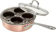 4 Cup Stainless Steel Tri-Ply Professional Egg Poacher W/Nonstick Egg Cups for Perfectly Poached Eggs Brunch and Breakfast