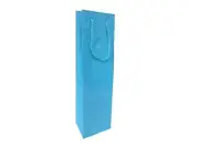 50 x Glossy Laminated Single Wine Bottle Gift Bags Rope Handles - Turquoise Blue