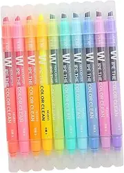 HOMSFOU 10Pcs Colorful Double Ended Erasable Highlighter Pens Versatile Writing Highlighters for Students for Note Taking Journaling and Office Use
