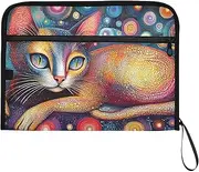 YMXFXP Cat Abstract Dot Expandable Filing Folder, 13-Pocket Funny Cute Design with Sticky Labels, A4 Letter Size Document Organizer for Office, School, Boys, Girls