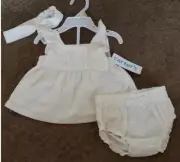 Baby Girls Carter's 3 pc Dress Headband & Diaper Cover Set Size 3 6 9 24 mo NWT