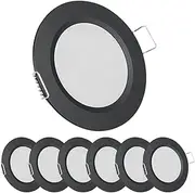 acegoo 12V LED Campervan Recessed Mount Ceiling Light, 2.5W 6 Pack CRI 93 Caravan Boat Downlight Spot Lights for Van Cabin Truck Motorhome Sailboat Under Cabinet Kitchen Bathroom, Black 3000K