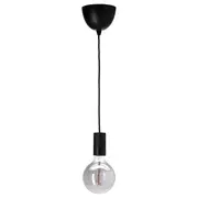 SUNNEBY / MOLNART pendant lamp, black/globe grey clear glass, 125 mm