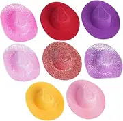 ERINGOGO 6pcs Miniature Cowboy Hats for Dolls Adorable Tiny Hats Sequin for DIY Crafts Party Decorations