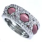 DESIGNER REPLICA_RING SET_3-X_CZ / MAUVE ROSE PINK ENAMEL_SZ-4 __925 Silver_NF