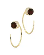 Bloomingdale's Fine Collection Garnet Stud and Front Back Hoop Earrings in 14K Yellow Gold