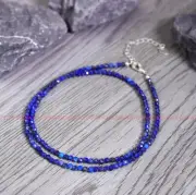 3mm Faceted Blue Lapis Lazuli Natural Gemstone Round Beads Necklace 14-48''