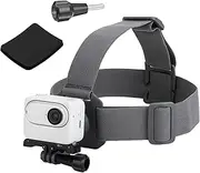 CERFFOOL Head Strap Mount for DJI Osmo Action 5 Pro 4 3 GoPro Hero 13 BLACK 12 11 Insta360 and Most Action Cameras with 1/4" Screw Adaptor Spare Rear Pad 360° Rotatable (Grey)