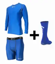 Compression Wear & Grip Socks Bundle - Royal Blue Baselayer set - Only Sport
