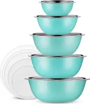 Stainless Steel Mixing Bowls with Lids Set, 5 Sizes Nesting Mixing Bowls for You