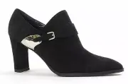 $490 Stuart Weitzman Women's Monk Bootie Black Suede Shoes 10 NEW IN BOX