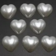 100 Pure White Heart Half Pearl Beads 12mm Flat Back Scrapbook