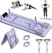 PFATURKHN Pilates Board, Pilates Reformer Set, Multi-Purpose Foldable Pilates Reformer Board for Home, 5 in1 Pilates Sliding Board, Pilates Equipment(with Phone Holder)