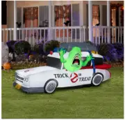 7' Self-Inflatable Lighted Ghostbuster's Ecto-1 Mobile w/ Slimer Halloween Decor