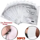50 PCS Under Eye Curve Eyelash Pads Gel Patch Lint Free Lash Extension Tweezer