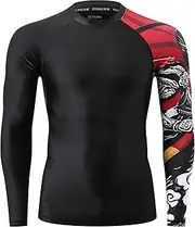 [HUGE SPORTS] Swim Shirts for Men UPF 50+ Quick-Dry Compression Long Sleeve Mens Rash Guard